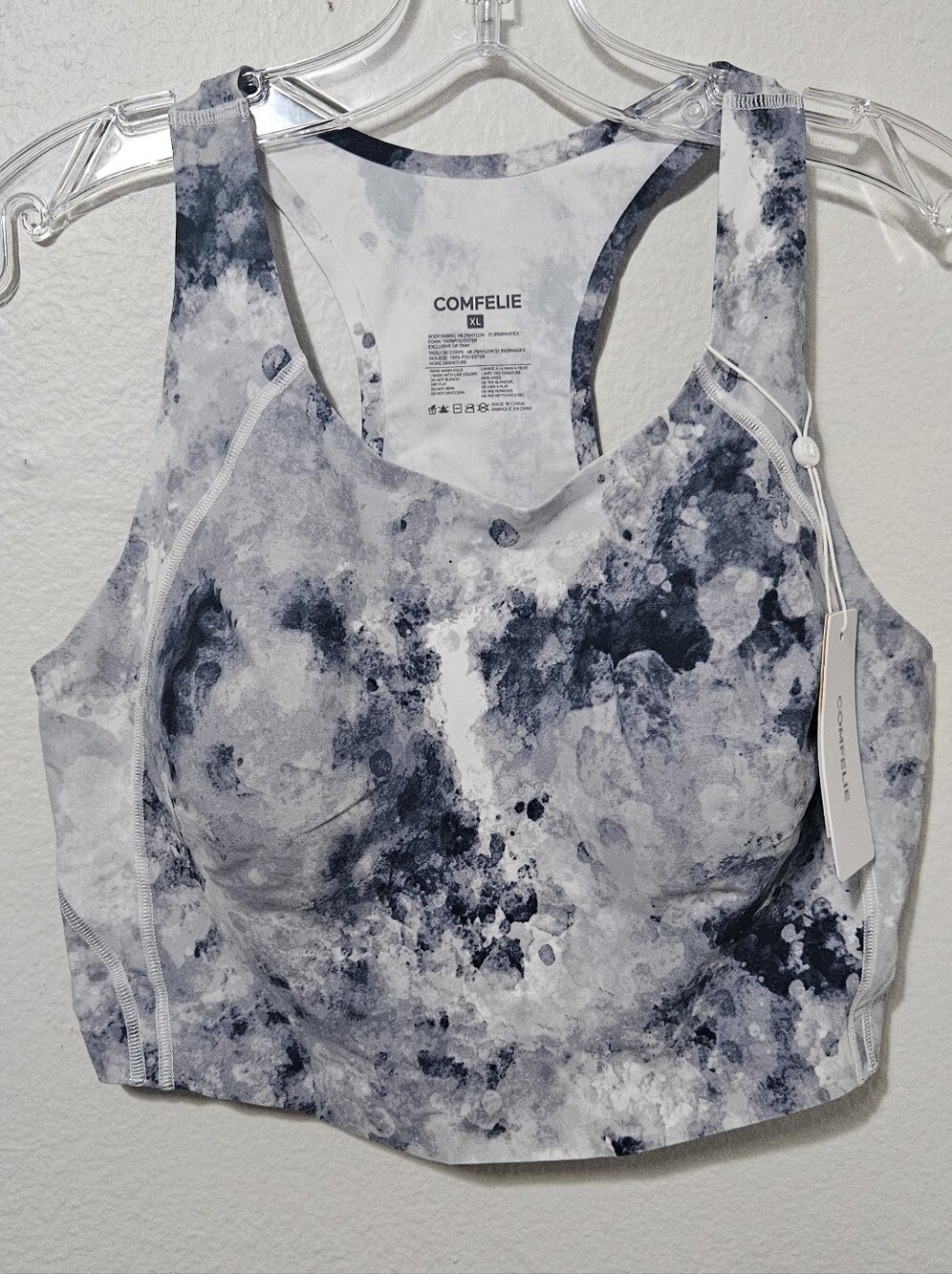 Women's High-Support Tie-Dye Sports Bra - Gray/White